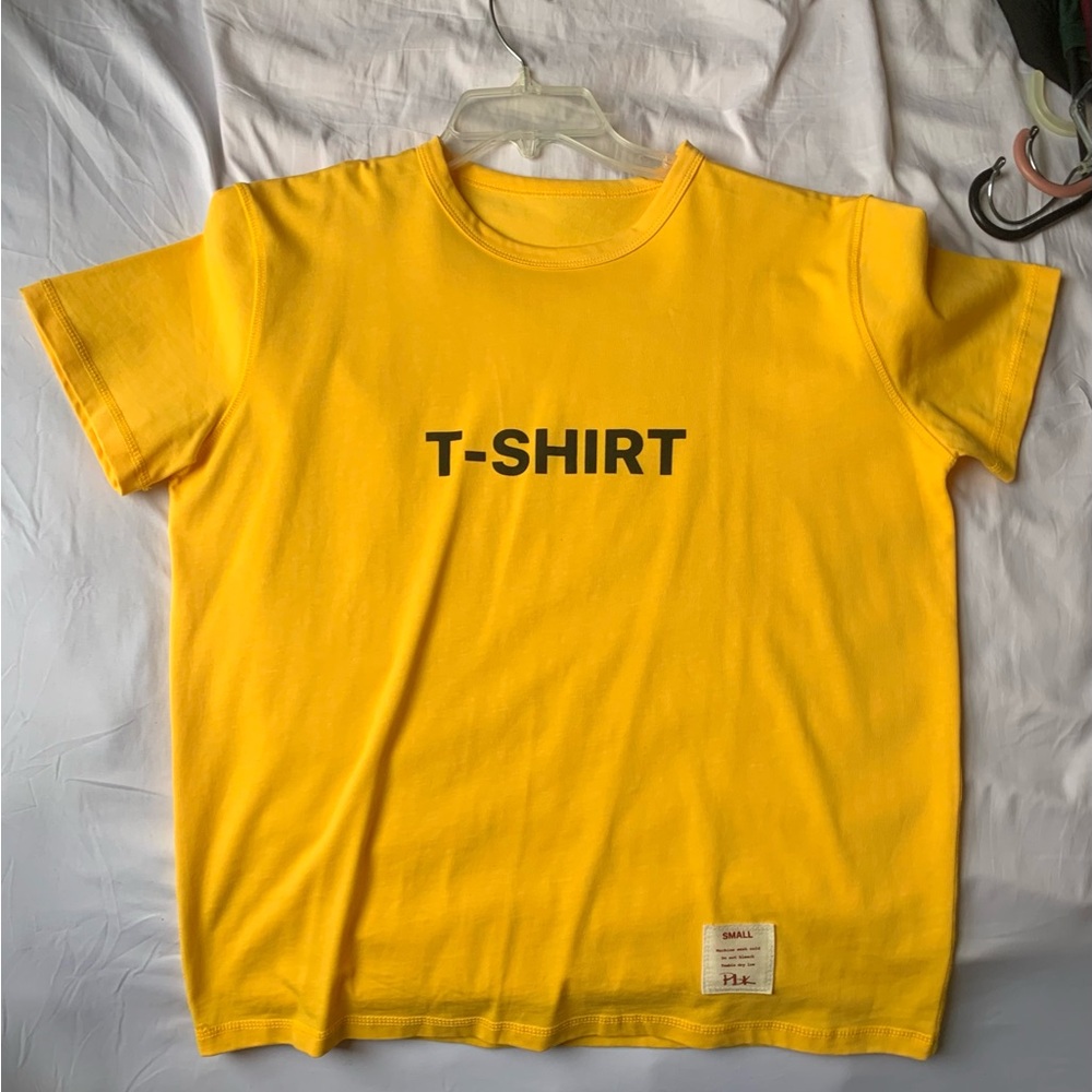 Bright Yellow Graphic T-Shirt with 'T-SHIRT' Print